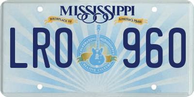 MS license plate LRO960