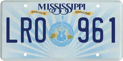 MS license plate LRO961