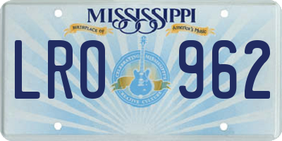 MS license plate LRO962