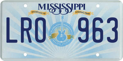MS license plate LRO963