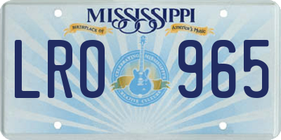 MS license plate LRO965