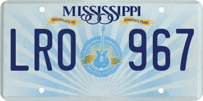 MS license plate LRO967