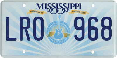 MS license plate LRO968