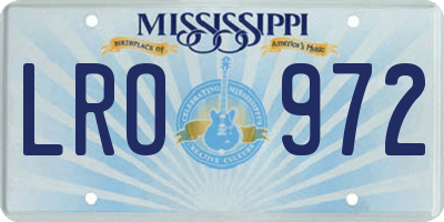 MS license plate LRO972