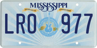 MS license plate LRO977
