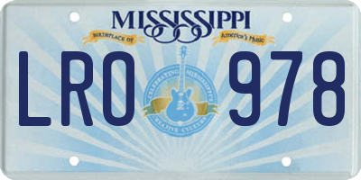 MS license plate LRO978