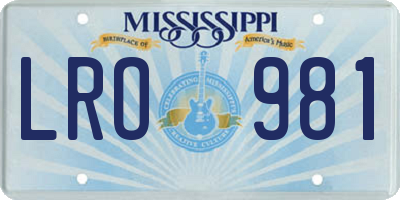 MS license plate LRO981