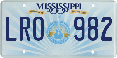 MS license plate LRO982