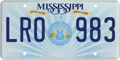 MS license plate LRO983