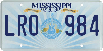 MS license plate LRO984