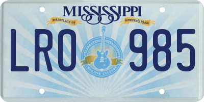 MS license plate LRO985