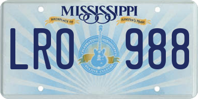 MS license plate LRO988