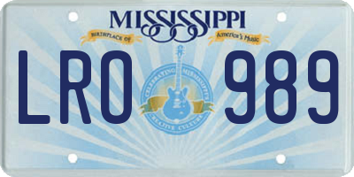 MS license plate LRO989