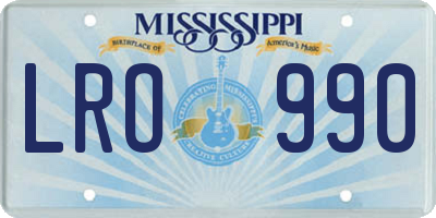 MS license plate LRO990