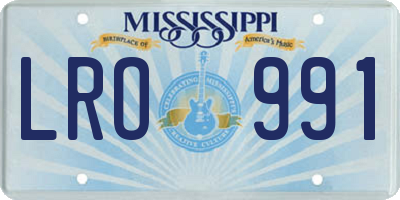 MS license plate LRO991