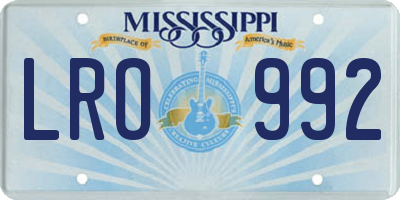 MS license plate LRO992