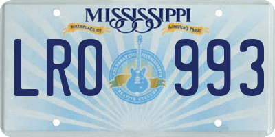 MS license plate LRO993