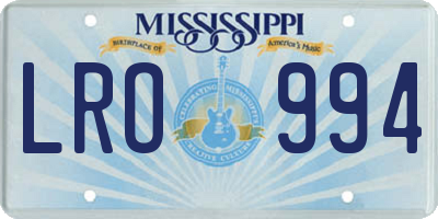 MS license plate LRO994