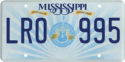 MS license plate LRO995