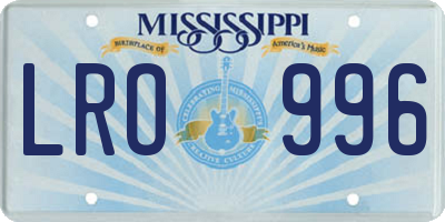 MS license plate LRO996