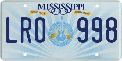 MS license plate LRO998