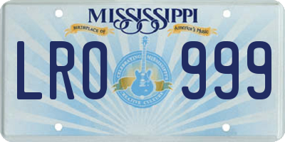 MS license plate LRO999