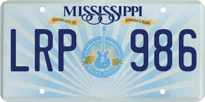 MS license plate LRP986