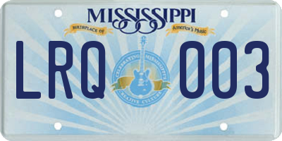 MS license plate LRQ003