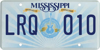 MS license plate LRQ010
