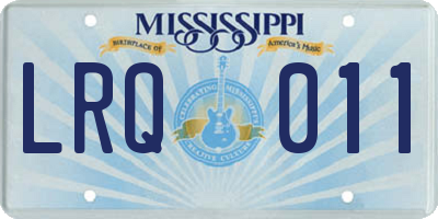 MS license plate LRQ011