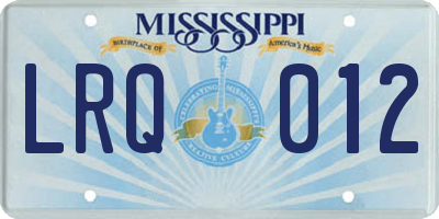 MS license plate LRQ012
