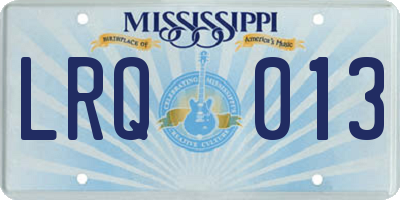 MS license plate LRQ013