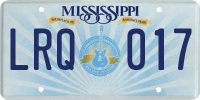 MS license plate LRQ017