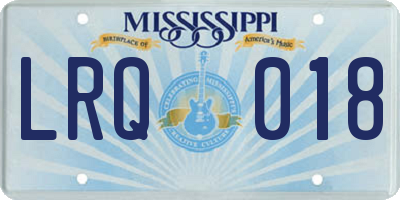 MS license plate LRQ018