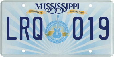 MS license plate LRQ019