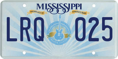 MS license plate LRQ025