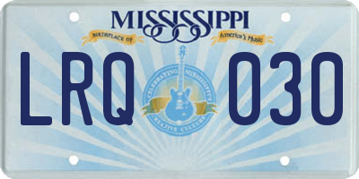 MS license plate LRQ030