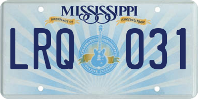 MS license plate LRQ031