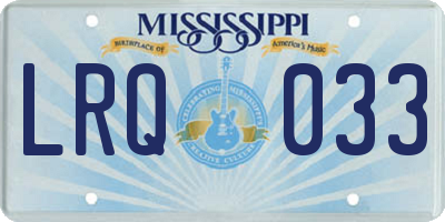 MS license plate LRQ033