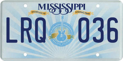 MS license plate LRQ036