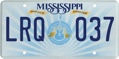 MS license plate LRQ037