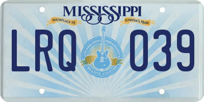 MS license plate LRQ039