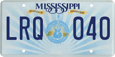 MS license plate LRQ040