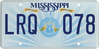 MS license plate LRQ078
