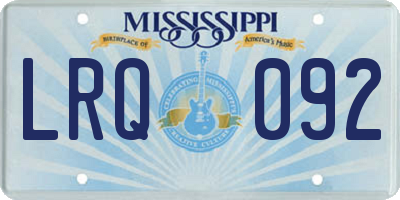 MS license plate LRQ092