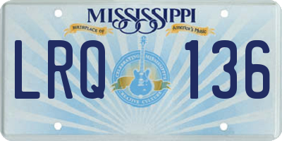 MS license plate LRQ136