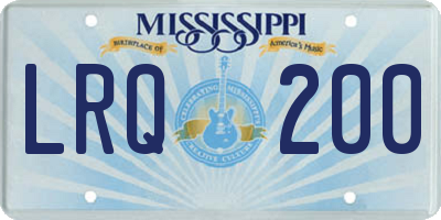 MS license plate LRQ200