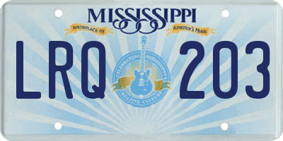 MS license plate LRQ203