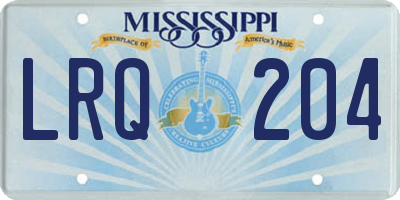 MS license plate LRQ204