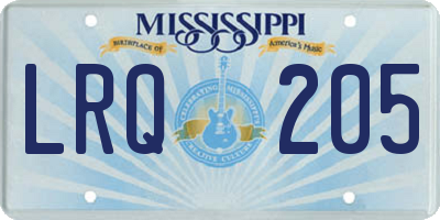 MS license plate LRQ205